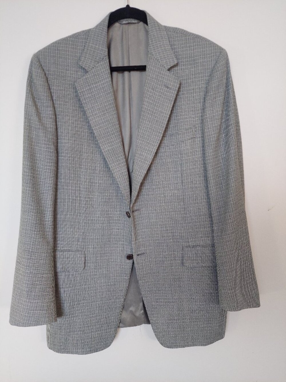 CANALI for Harry Rosen Made In Italy Wool Blazer Size 42L US Light Gray Checks